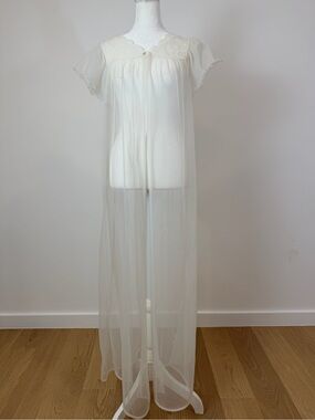 Vintage Gilead Sheer Ivory Nightgown Chemise with Lace Yoke - Bridal